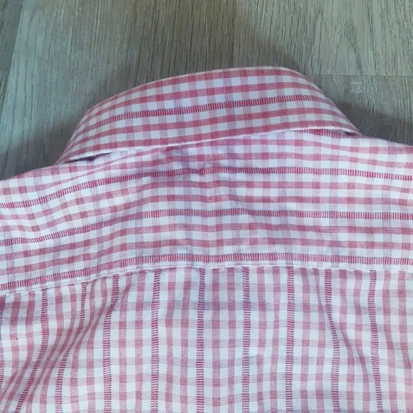 Tommy Hilfiger classic long sleeve red gingham button up mens top XL 17.5 neck - Picture 4 of 8